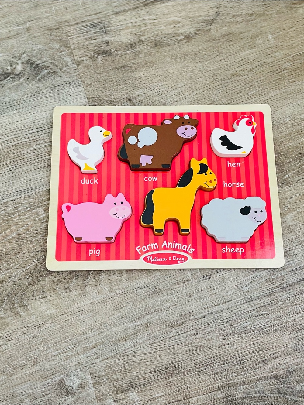 Melissa & Doug Farm Animals Chunky Wooden Puzzle 7-Piece Toddler Puzzle